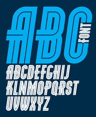 Poster - Vector capital thin condensed English alphabet letters collection made with white stripes, best for use in logotype design in telecommunication theme