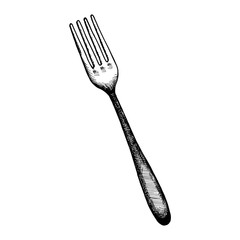 Wall Mural - fork sketch vector cutlery. isolated object