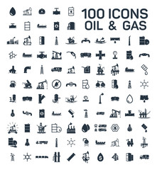 200 oil and gas industry isolated icons on white background