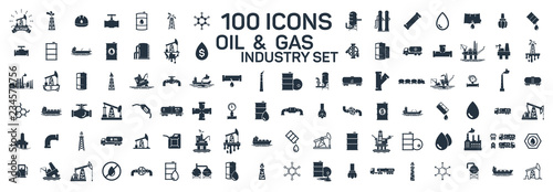 Fotomural 200 oil and gas industry isolated icons on white background