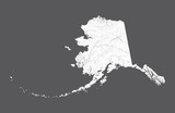 Fototapeta  - U.S. states - map of Alaska. Rivers and lakes are shown. Look my other images of cartographic series - they are all very detailed and carefully drawn by hand WITH RIVERS AND LAKES.