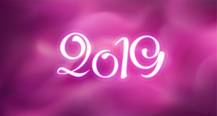 Wall Mural - New 2019 year greeting card. Vector colorful template background
