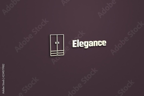 Fotografía Illustration of Elegance with yellow text on brown background