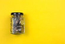 Coins With Glass Jar For Money Saving Financial