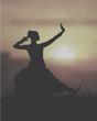 Indian Girl Dancing Under The Sunset 