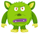 Fototapeta Dinusie - Angry green Monster white background