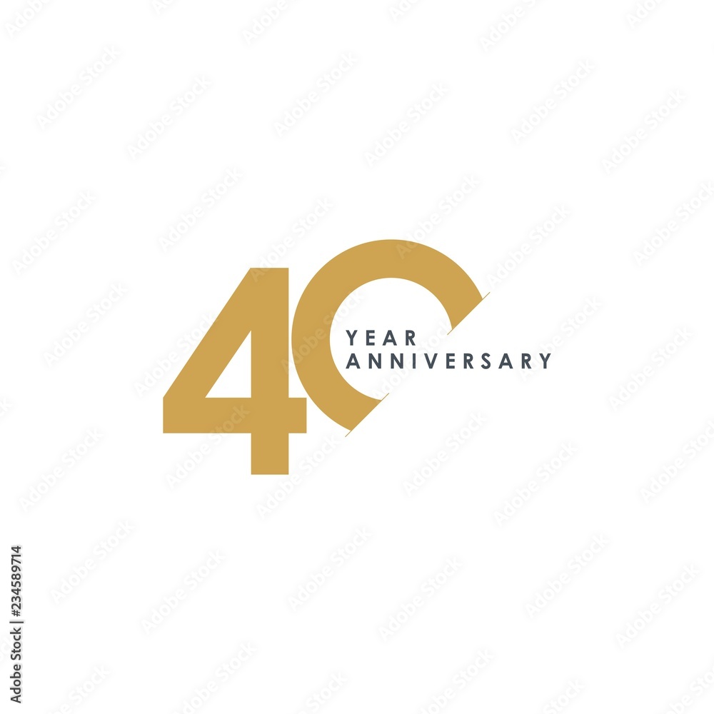 40 Year Anniversary Vector Template Design Illustration - obrazy, fototapety, plakaty 