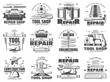 Repair, service and work tools icons