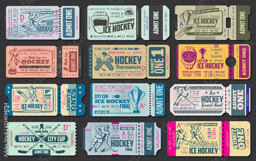 Ice hockey game vector tickets Wallpaper Mural