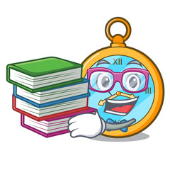 Sticker - Student with book gold vintage clock with picture cartoon