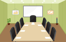 Office Workplace Conference Meeting Room Business Concept Flat