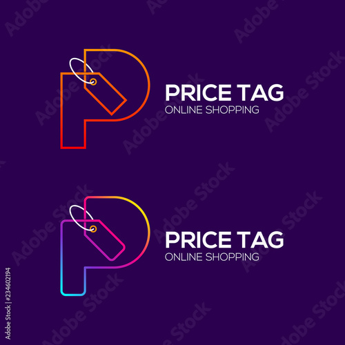 Letter P Logotype Colorful Line Sale Tag Price Tag Special Offer Tag Shopping Letter P Logotype Colorful Line Sale Tag Price Tag Special Offer Tag Shopping