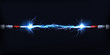 Electrical discharge passing through air between two pieces of naked wires or power cables 3d realistic vector illustration isolated on transparent background. Electrical power short circuit concept