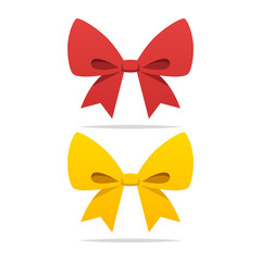 Poster - Red and yellow ribbon bow vector isolated