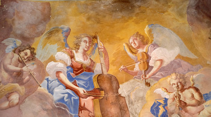 Saint Cecilia, fresco in the chapel of Saint George in Purga Lepoglavska, Croatia 