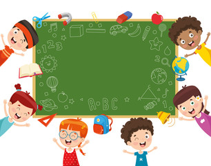 Wall Mural - Vector Illustration Of School Children