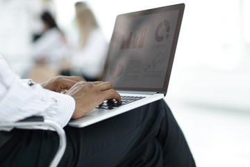 businessman typing on laptop.photo with copy space.