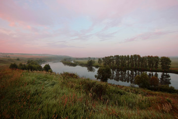  early morning on the river bank with beautiful views