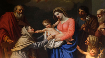 Poster - Saint Anne adores the Child by Stefano Tofanelli, Basilica of Saint Frediano, Lucca, Tuscany, Italy 