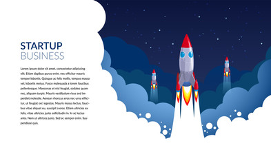 space exploration start-up business rocket vector illustration for space banners or posters flat des