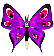 Abstract Color Image Of The Large Purple Girl Butterfly