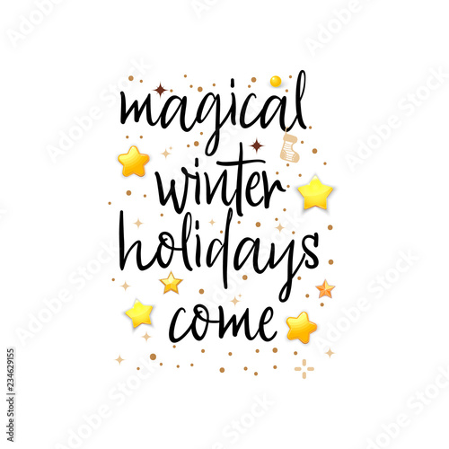 Magical Winter Holidays Is Coming Festive Banner On A White