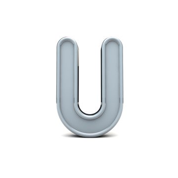 Letter U beveled capital letter. 3D Rendering