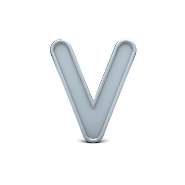 Letter V beveled capital letter. 3D Rendering