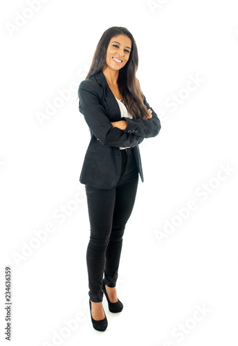 Cuadros en Lienzo Full body portrait of a attractive businesswoman looking happy and successful