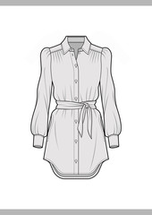 Wall Mural - DRESS Fashion technical drawings vector template