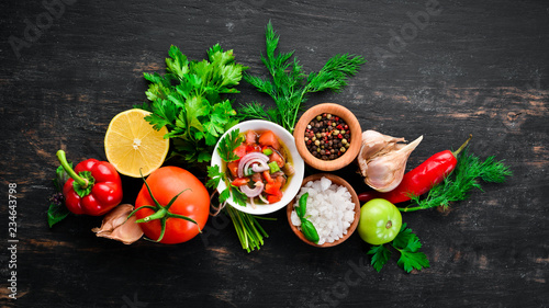 Fotomural salsa sauce and ingredients