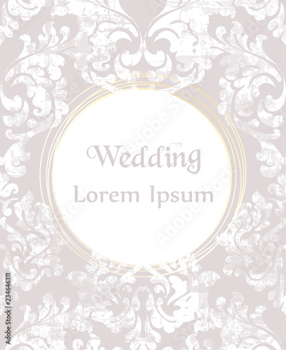 Baroque ornamented wedding invitation Vector. Victorian Royal texture. Flower...
