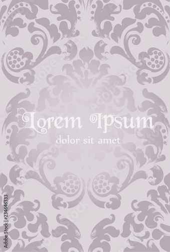 Baroque ornamented card Vector. Victorian Royal texture. Flower decorative de...
