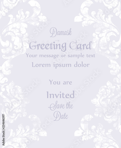 Baroque ornamented greeting card Vector. Victorian Royal texture. Flower deco...