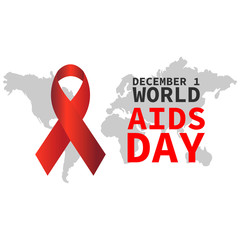 Wall Mural - World AIDS day illustration, abstract globe with a red ribbon