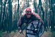 fierce viking warrior wounded in battle