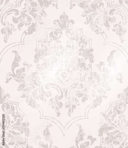 Vintage Baroque ornamented background Vector. Victorian Royal texture. Flower...