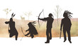 Vector illustration. Indians silhouettes . Man on the hunt. Element of design.