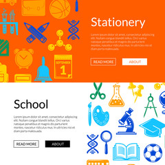 Sticker - Vector back to school stationery web banner templates illustration. Card and page poster