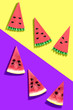 Watermelon pieces and their paper models