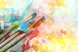 © BillionPhotos.com - Row of artist paint brushes  on background