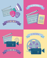 Wall Mural - set icons of cinema film