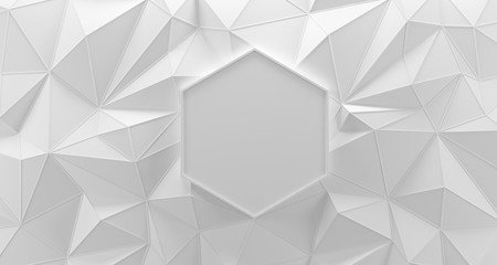 Wall Mural - white low poly background texture. 3d rendering.