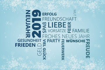 Sticker - 2019 Neujahr Glückwünsche Grußkarte Winter Schnee