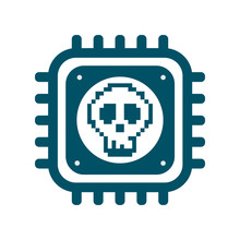 Vector Melting CPU Icon With Skull Cyber Security