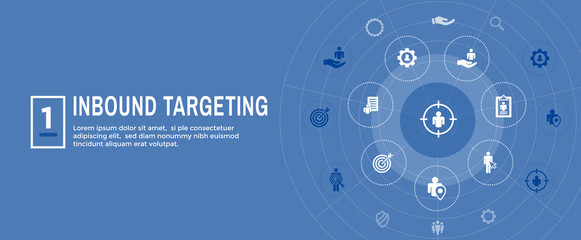  Digital Inbound Marketing  and Targeting Web Banner w Vector Icon Set