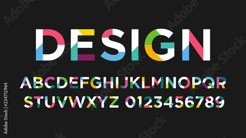 Fotomural Colofrul Vector of modern abstract font and alphabet