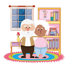 Wall Mural - cute grandparents couple cartoon