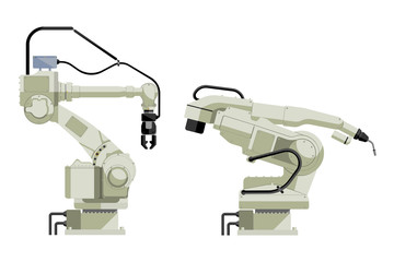 Aufkleber - Set of assembly handling and welding robots isolated on white background. Vector illustration EPS 10.