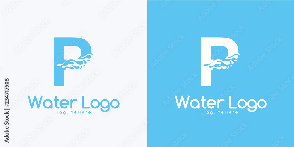 combination letter P and Water logo design concept Stock Vector | Adobe ...